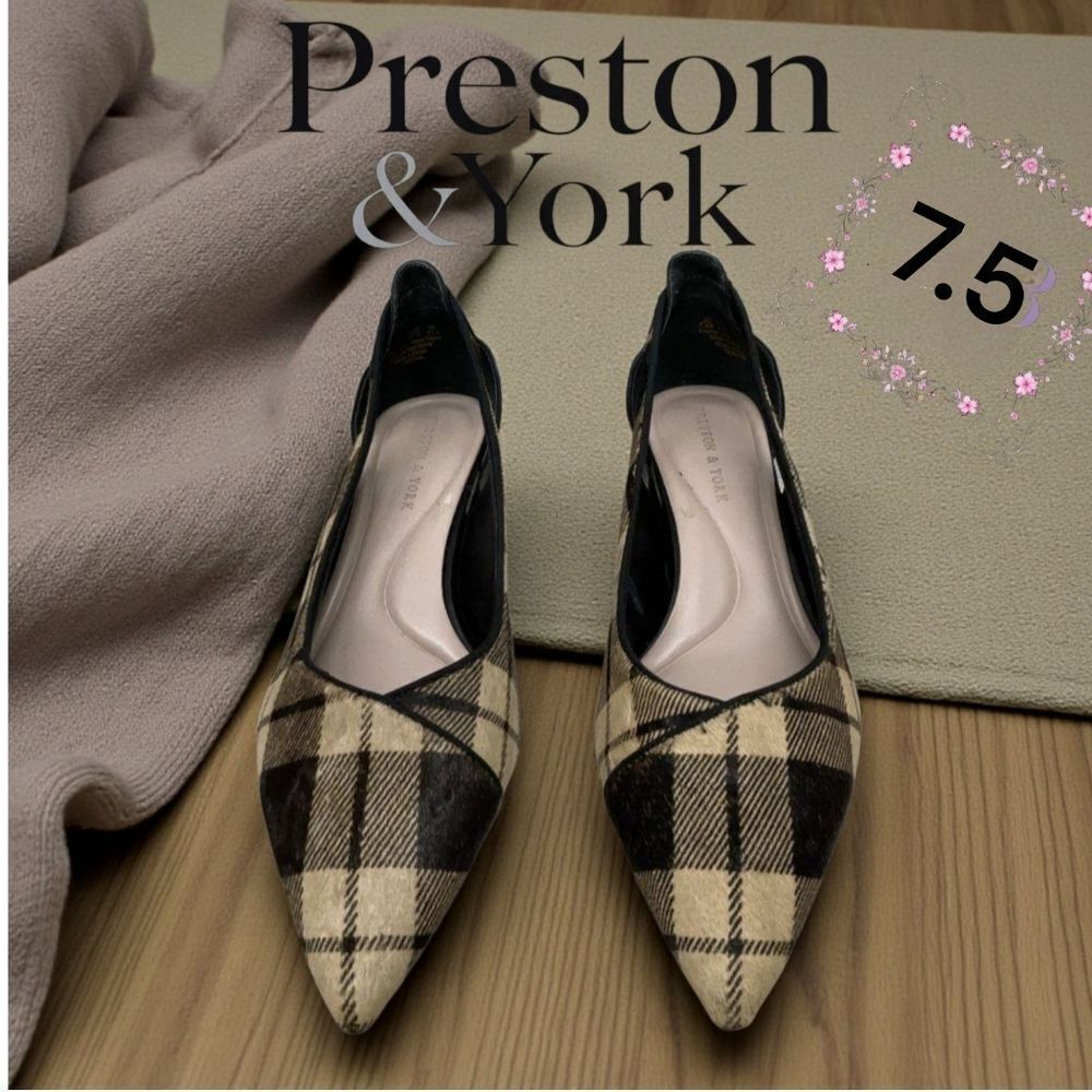Preston & York Women's Plaid Pointed-Toe Pumps Sz- 7.5M